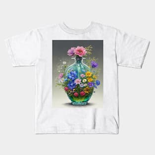 Glass bottle with flowers Kids T-Shirt